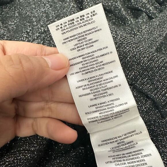 Michael Kors Cowl Neck Knit Gray Sparkling Short Sleeve Blouse sz Small - Picture 8 of 9